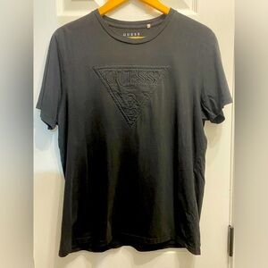 Guess Stitched Logo Women’s T-Shirt Top Short Sleeve Black Large